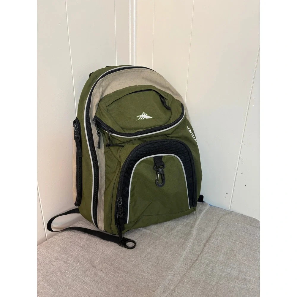 High Sierra Backpack Unisex Large Olive Green Suspension Strap System Utility